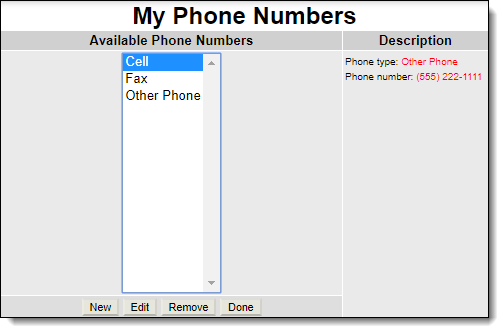 My Phone Numbers